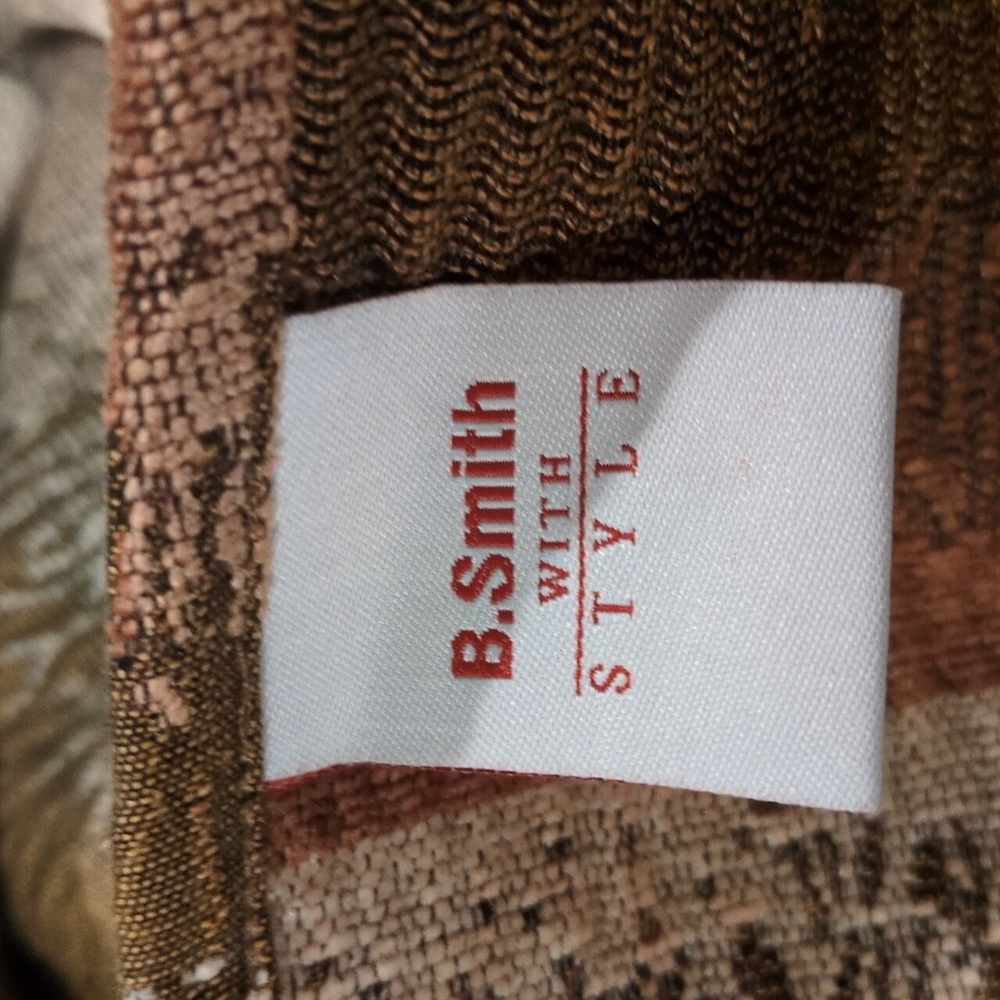 B. Smith Neutral Earth Tones Brown Beige Dusty Blue Texture Woven Shower Curtain - Picture 7 of 10